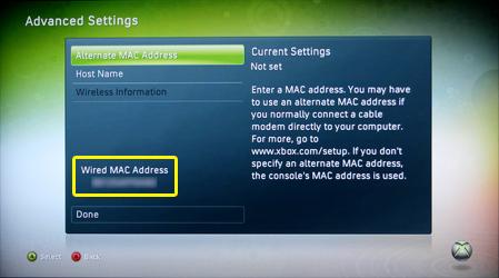 mac address lookup for xbox one